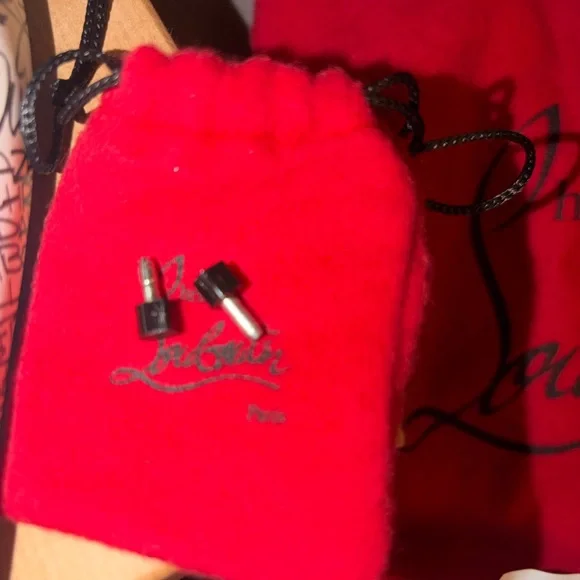 Christian Louboutin White and Black Script Pointed-Toe Pumps - Picture 2 of 10